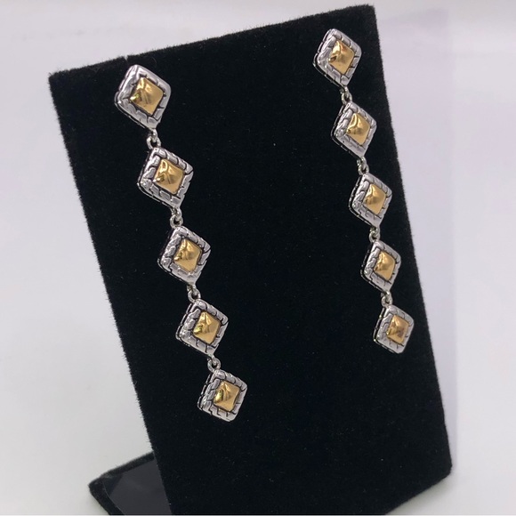18k Station Dangle Earrings - Picture 5 of 7